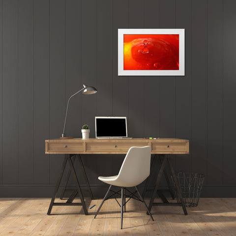 Red Drink Drop III White Modern Wood Framed Art Print by Putman, Tammy