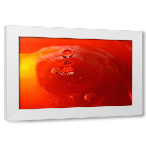 Red Drink Drop III White Modern Wood Framed Art Print by Putman, Tammy