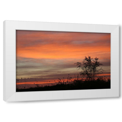 Peaceful Sunset White Modern Wood Framed Art Print by Putman, Tammy