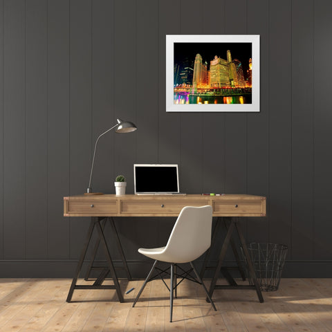 Chicago at Night II White Modern Wood Framed Art Print by Stefko, Bob