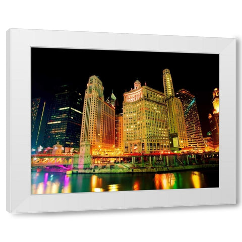Chicago at Night II White Modern Wood Framed Art Print by Stefko, Bob