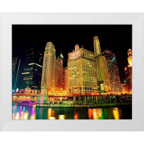 Chicago at Night II White Modern Wood Framed Art Print by Stefko, Bob