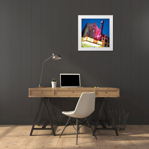 Music Box Theatre White Modern Wood Framed Art Print by Stefko, Bob
