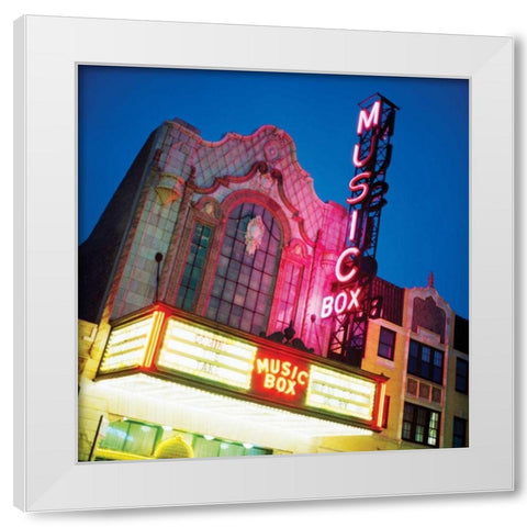 Music Box Theatre White Modern Wood Framed Art Print by Stefko, Bob