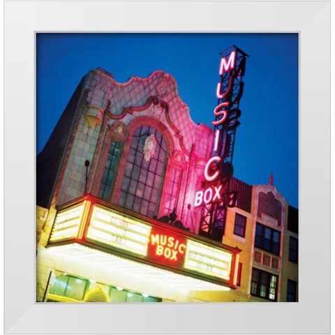 Music Box Theatre White Modern Wood Framed Art Print by Stefko, Bob