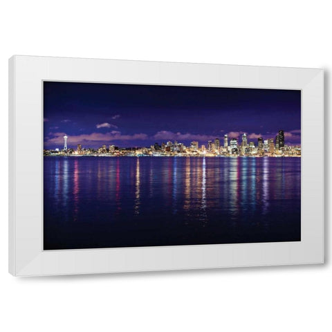 Seattle Skyline I White Modern Wood Framed Art Print by Stefko, Bob