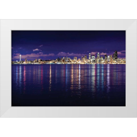 Seattle Skyline I White Modern Wood Framed Art Print by Stefko, Bob