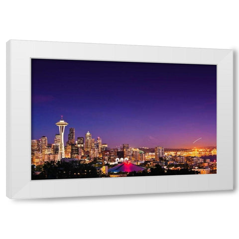 Seattle Skyline II White Modern Wood Framed Art Print by Stefko, Bob