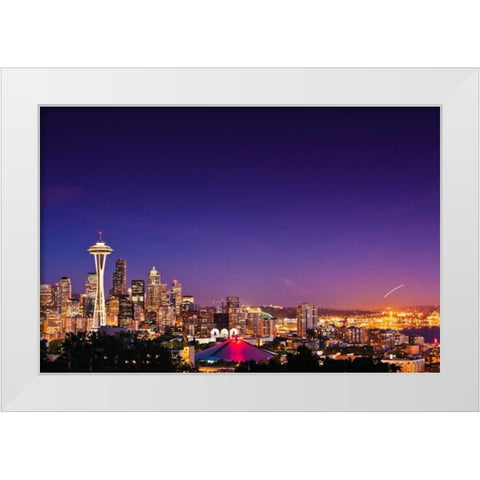 Seattle Skyline II White Modern Wood Framed Art Print by Stefko, Bob