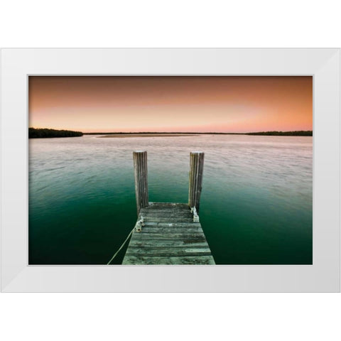 Serene Dock Sunrise IV White Modern Wood Framed Art Print by Stefko, Bob