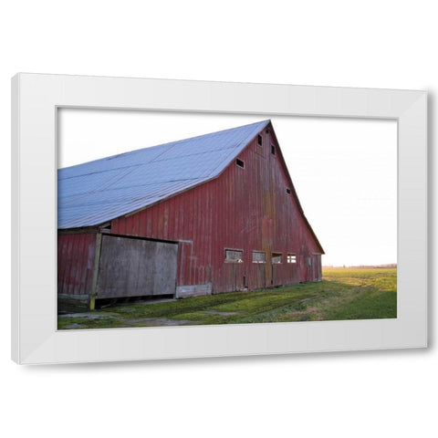 Red Barn at Sunset White Modern Wood Framed Art Print by Styber, Dana