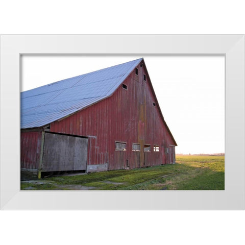 Red Barn at Sunset White Modern Wood Framed Art Print by Styber, Dana