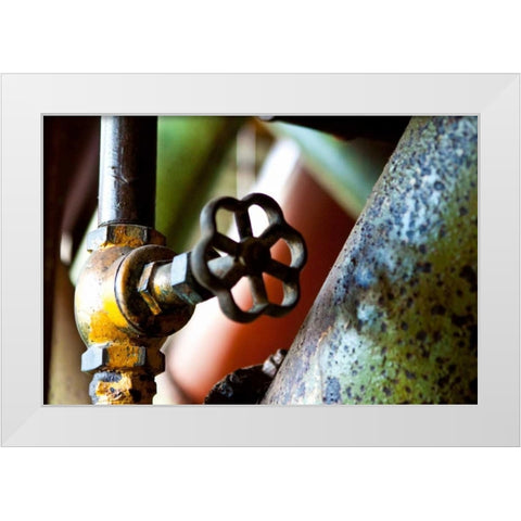 Pipe and Valve White Modern Wood Framed Art Print by Styber, Dana