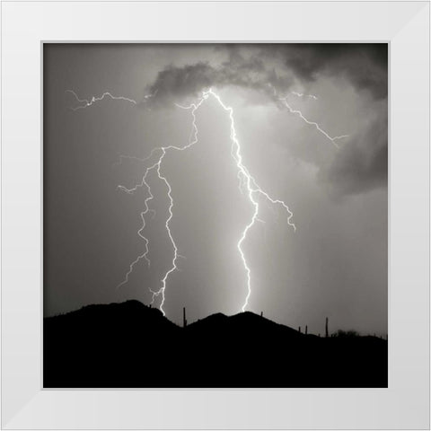 Summer Lightning I - BW White Modern Wood Framed Art Print by Taylor, Douglas