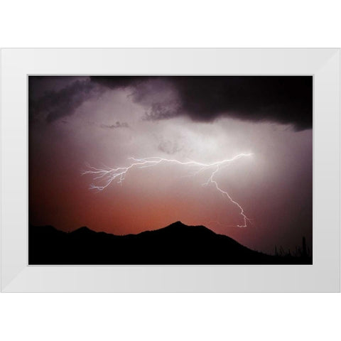 Mountian Lightning White Modern Wood Framed Art Print by Taylor, Douglas
