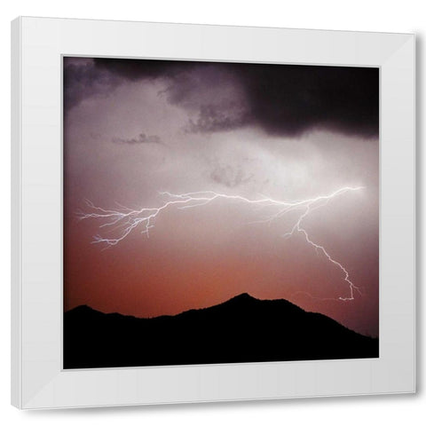 Mountian Lightning Sq. White Modern Wood Framed Art Print by Taylor, Douglas