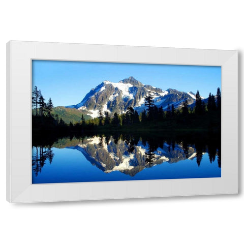 Shuksan Reflections II White Modern Wood Framed Art Print by Taylor, Douglas