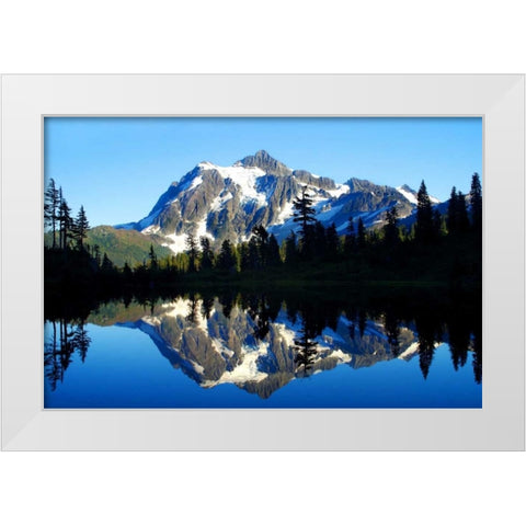 Shuksan Reflections II White Modern Wood Framed Art Print by Taylor, Douglas