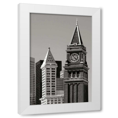 Skiline Time BW White Modern Wood Framed Art Print by Taylor, Douglas