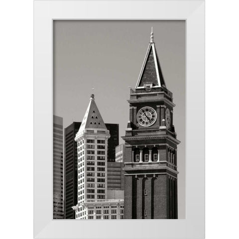 Skiline Time BW White Modern Wood Framed Art Print by Taylor, Douglas