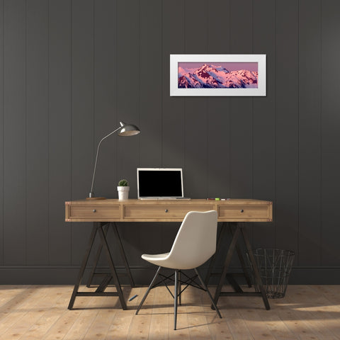 Alpenglow on Olympic Mountains White Modern Wood Framed Art Print by Taylor, Douglas