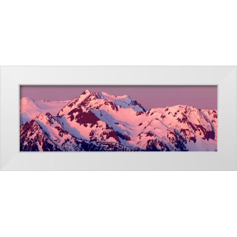 Alpenglow on Olympic Mountains White Modern Wood Framed Art Print by Taylor, Douglas