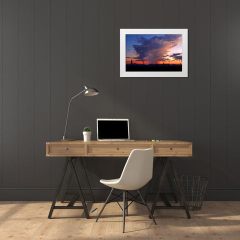 Twilight Lightning II White Modern Wood Framed Art Print by Taylor, Douglas