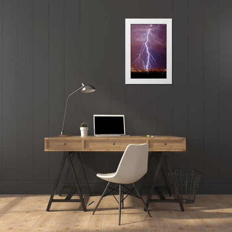 Lightning Portrait White Modern Wood Framed Art Print by Taylor, Douglas