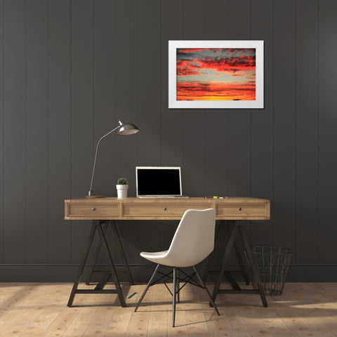Colorful Sunset I White Modern Wood Framed Art Print by Clayton-Thompson, Philip