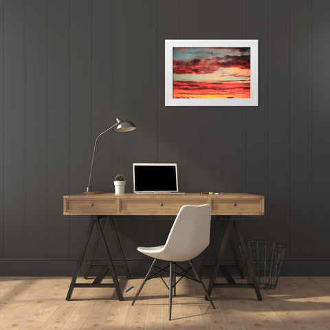 Colorful Sunset II White Modern Wood Framed Art Print by Clayton-Thompson, Philip