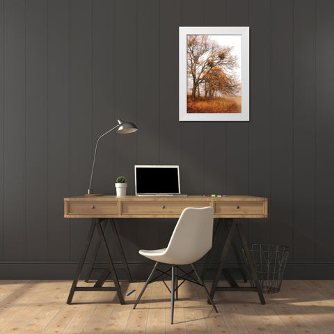Autumn Lane White Modern Wood Framed Art Print by Geyman, Vitaly