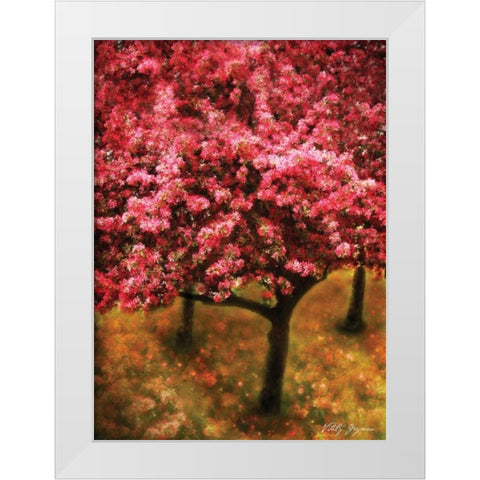 Pink Cherry Tree White Modern Wood Framed Art Print by Geyman, Vitaly