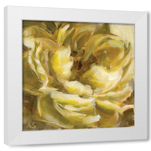 Yellow Peony White Modern Wood Framed Art Print by Salness, Annie