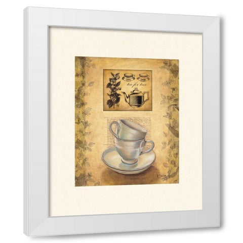 Tea for Two White Modern Wood Framed Art Print by Sjodin, Valerie
