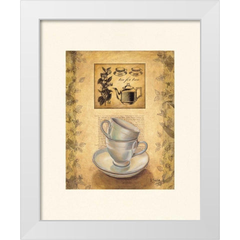 Tea for Two White Modern Wood Framed Art Print by Sjodin, Valerie
