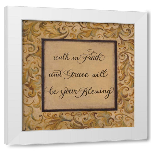 Walk in Faith White Modern Wood Framed Art Print by Smith, Pamela