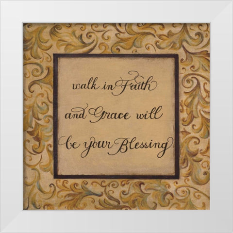Walk in Faith White Modern Wood Framed Art Print by Smith, Pamela