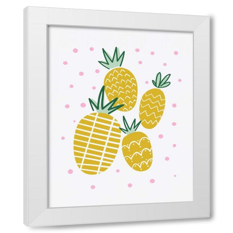Pineapple White Modern Wood Framed Art Print by Serna, Isabel