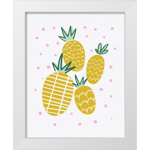 Pineapple White Modern Wood Framed Art Print by Serna, Isabel