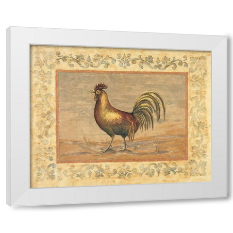 Rooster White Modern Wood Framed Art Print by Schippel, Banafshe