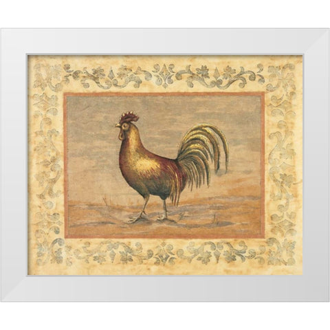 Rooster White Modern Wood Framed Art Print by Schippel, Banafshe
