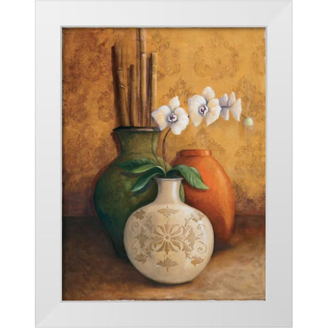 Modern Orchid I White Modern Wood Framed Art Print by 3 Bamboo Studio
