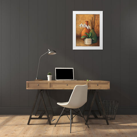 Modern Orchid II White Modern Wood Framed Art Print by 3 Bamboo Studio