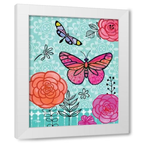 Butterfly Garden I White Modern Wood Framed Art Print by Woo, Teresa