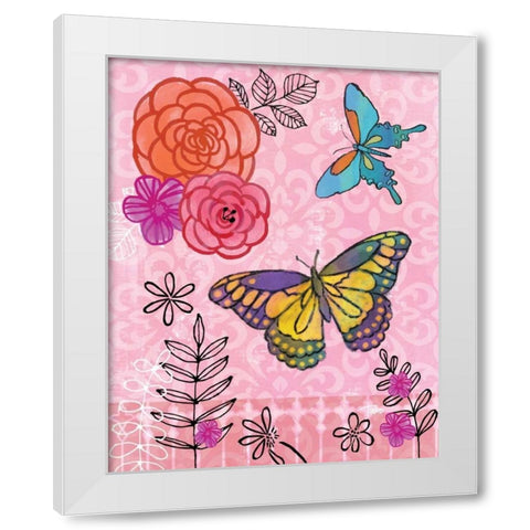 Butterfly Garden III White Modern Wood Framed Art Print by Woo, Teresa