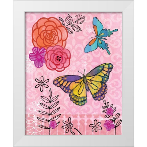 Butterfly Garden III White Modern Wood Framed Art Print by Woo, Teresa