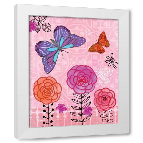 Butterfly Garden IV White Modern Wood Framed Art Print by Woo, Teresa