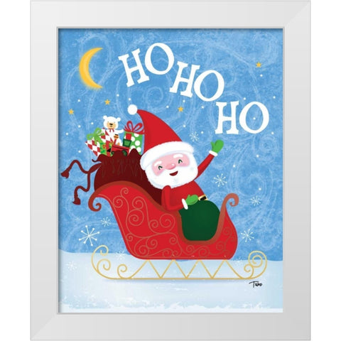 Santa Sleigh White Modern Wood Framed Art Print by Woo, Teresa