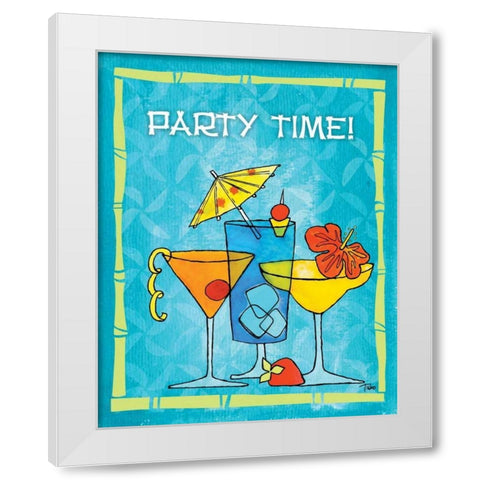 Tiki Time II White Modern Wood Framed Art Print by Woo, Teresa