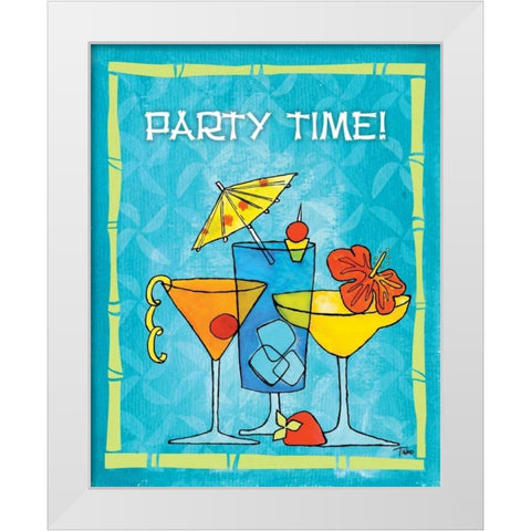 Tiki Time II White Modern Wood Framed Art Print by Woo, Teresa
